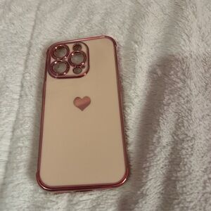 Rose Gold Heart iPhone 14 Pro Case